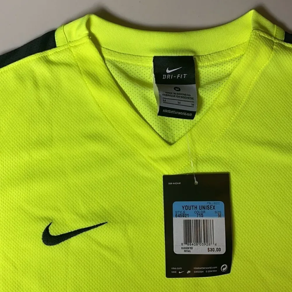 Nike Youth Unisex Soccer Shirt Size Medium NWT Neon Yellow with Black Accents